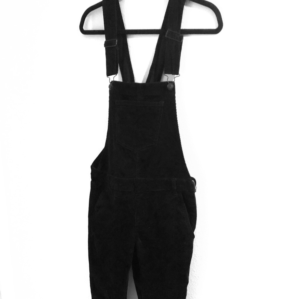 Black corduroy overalls